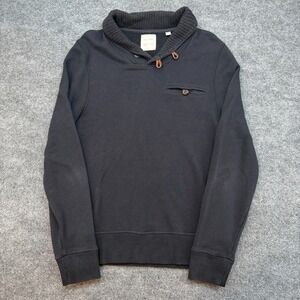 Billy Reid Sweater Mens Medium Navy Knit Shawl Collar Button Pocket Pullover